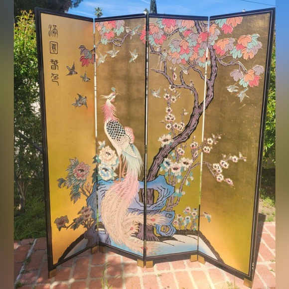 Vintage Chinese Coromandel Gold Room Divider - Picture 2 of 5